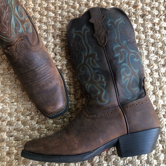 Justin Boots Shoes - Justin Boots Brown and Blue Women's Western Boots
